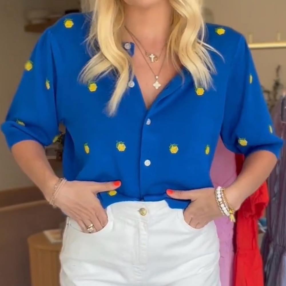 Vibrant Blue Lemon Sweater/Shirt 🍋